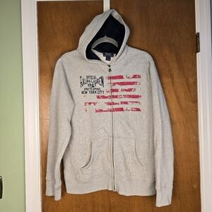 Polo Ralph Lauren Full Zip Grey Distressed Flag Fleece Hoodie L